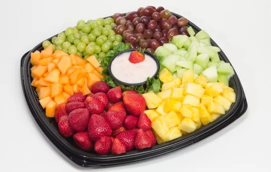 fruit platter with yogurt dip