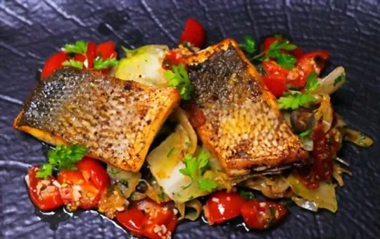 pan seared sea bass with roasted brussels sprouts