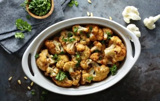 spicy roasted cauliflower with curry dressing