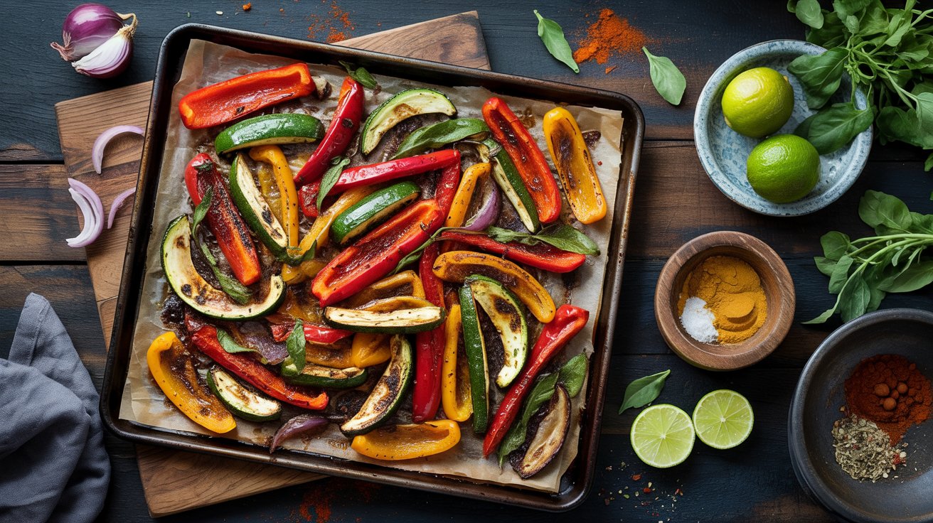1 sheet pan fajita veggies roasted with nGVNiCjaTousGFr R6aGNw 5Zqam0 HR7mp46dYklXLAw