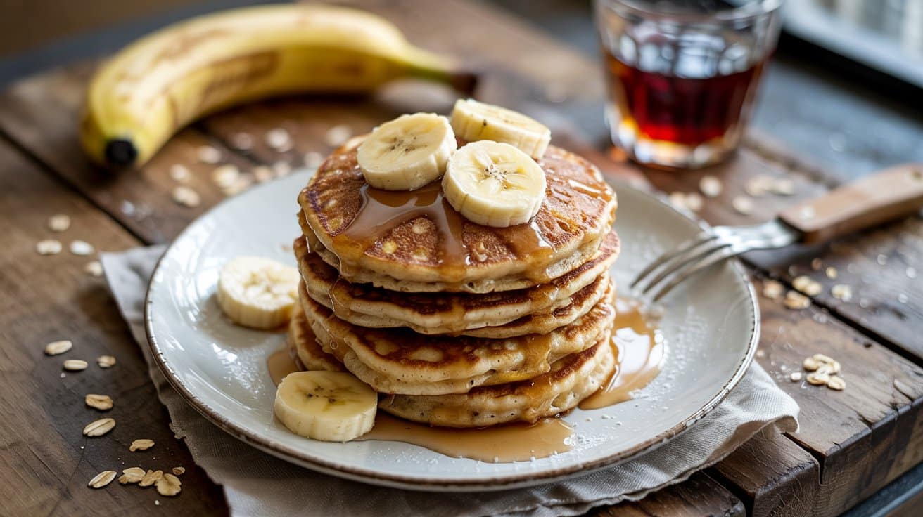 2 banana oat pancakes with only two