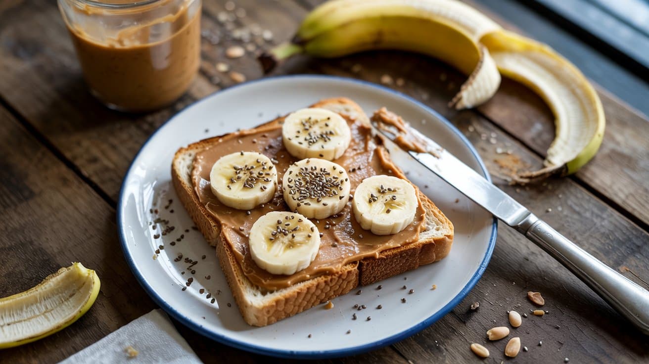 6 peanut butter banana toast for